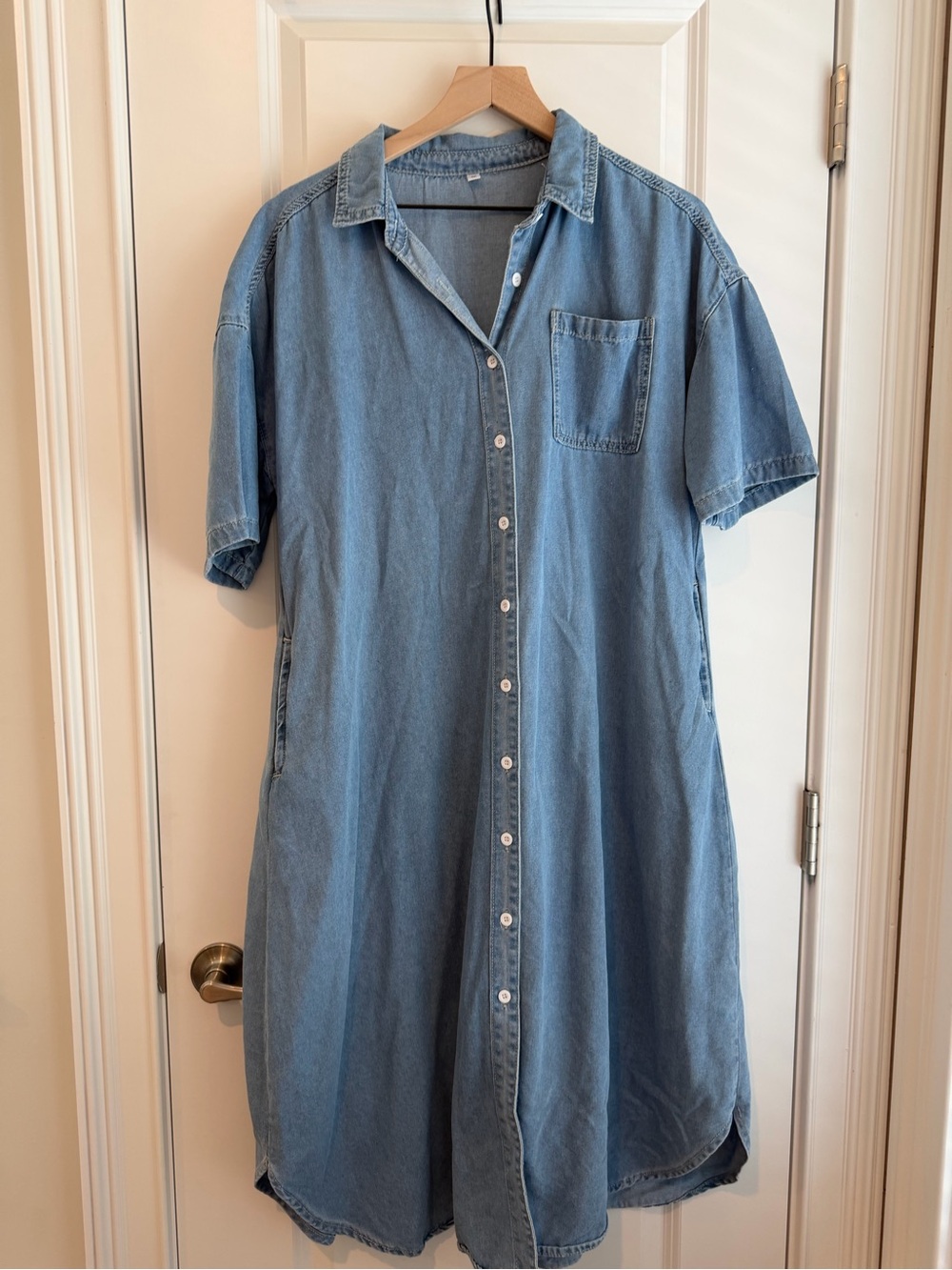 Amazon Light Blue Denim Midi Shirt Dress